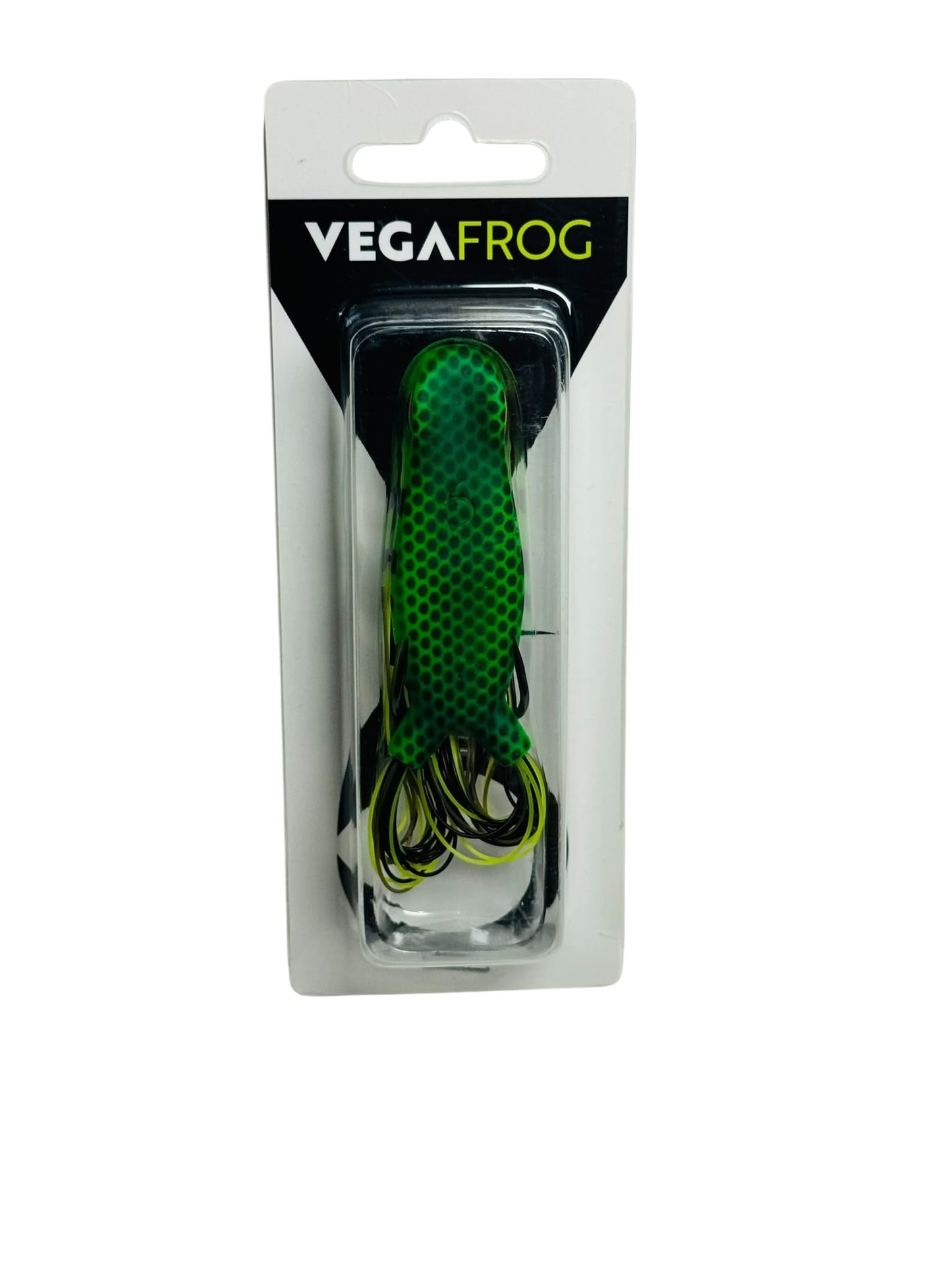 Vega Frog green soft fishing lure in retail packaging
