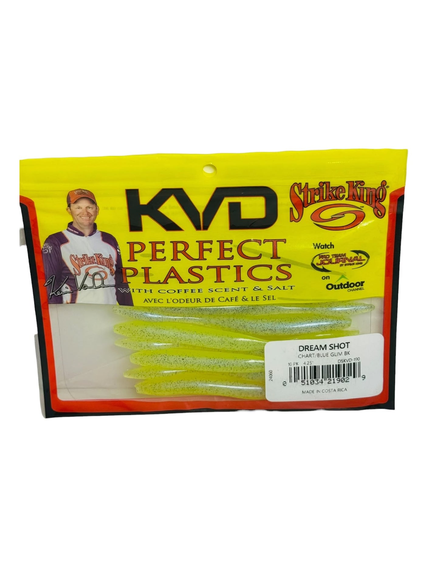 Strike King KVD Perfect Plastics Dream Shot soft bait lures in retail packaging