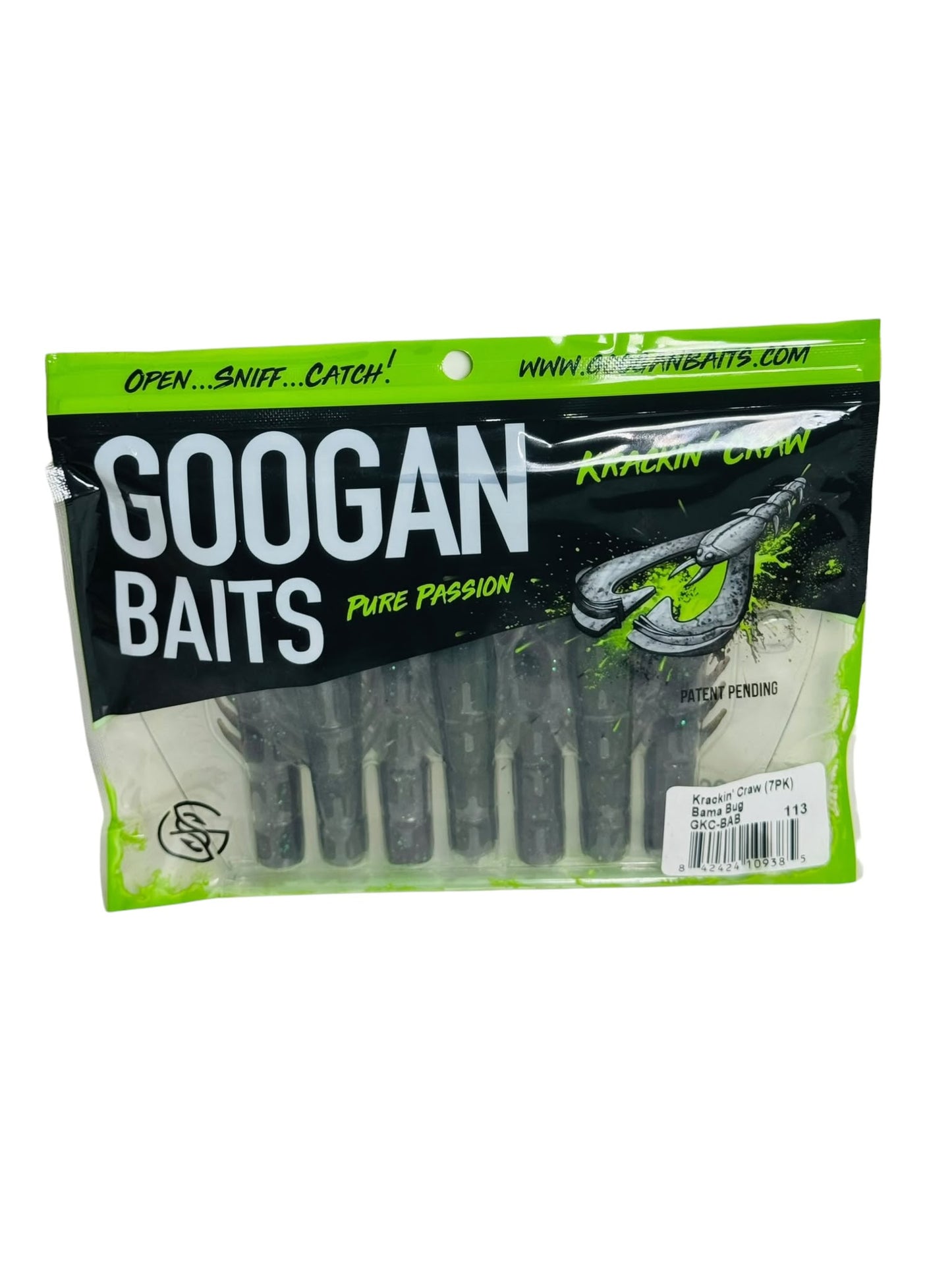 Googan Baits Krackin Craw Bama Bug 7-pack in retail packaging