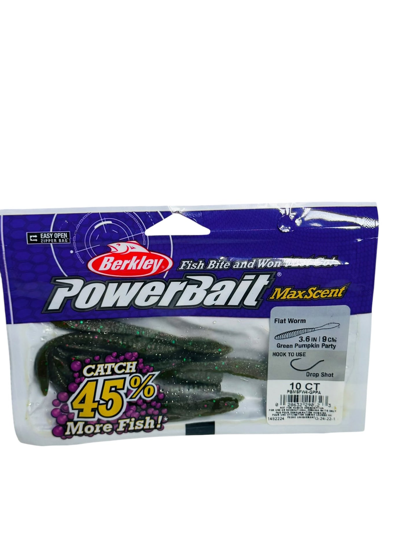 Package of Berkley PowerBait MaxScent Flat Worms fishing lures