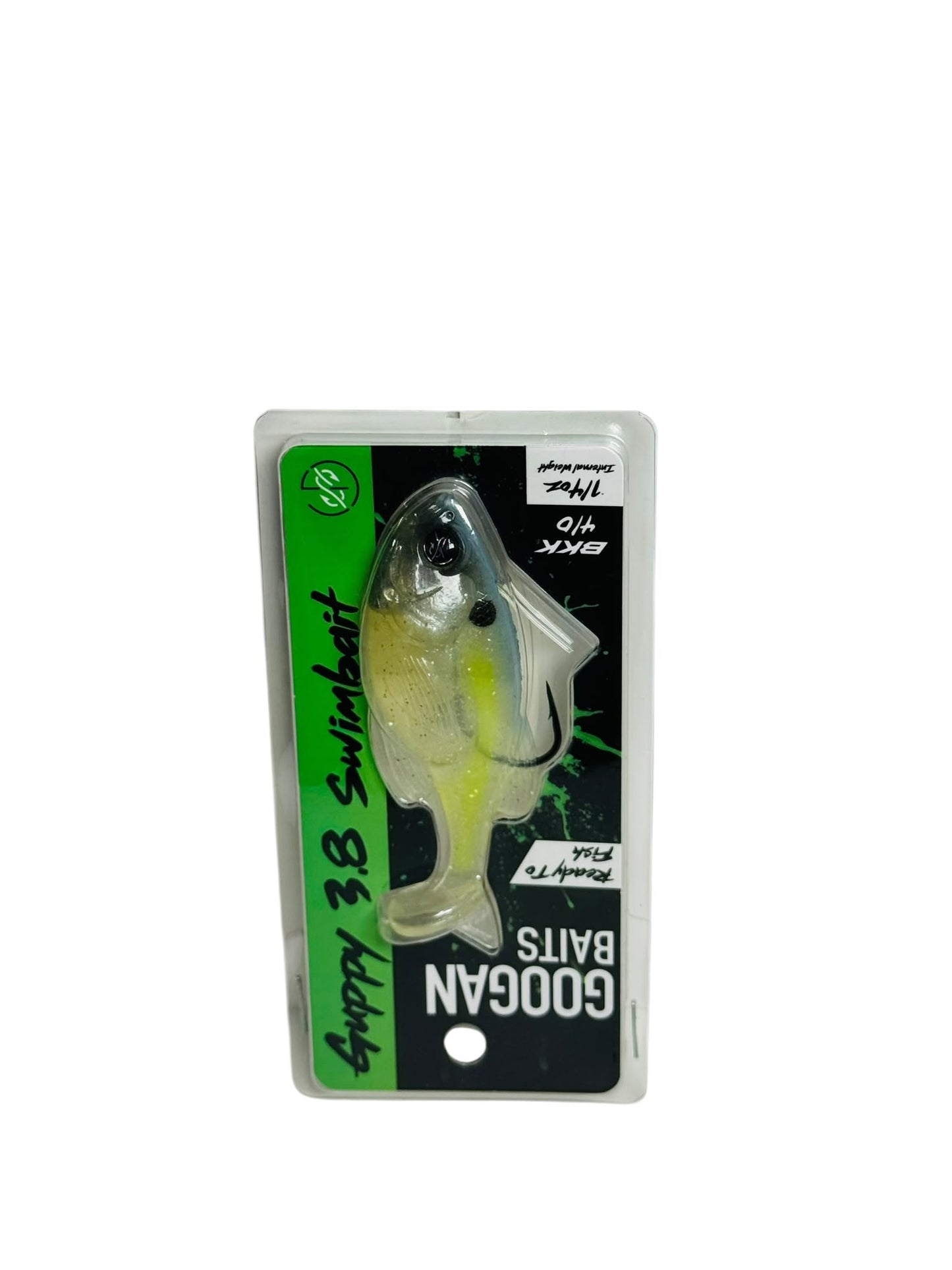 Googan Baits Guppy 3B Swimbait in retail packaging