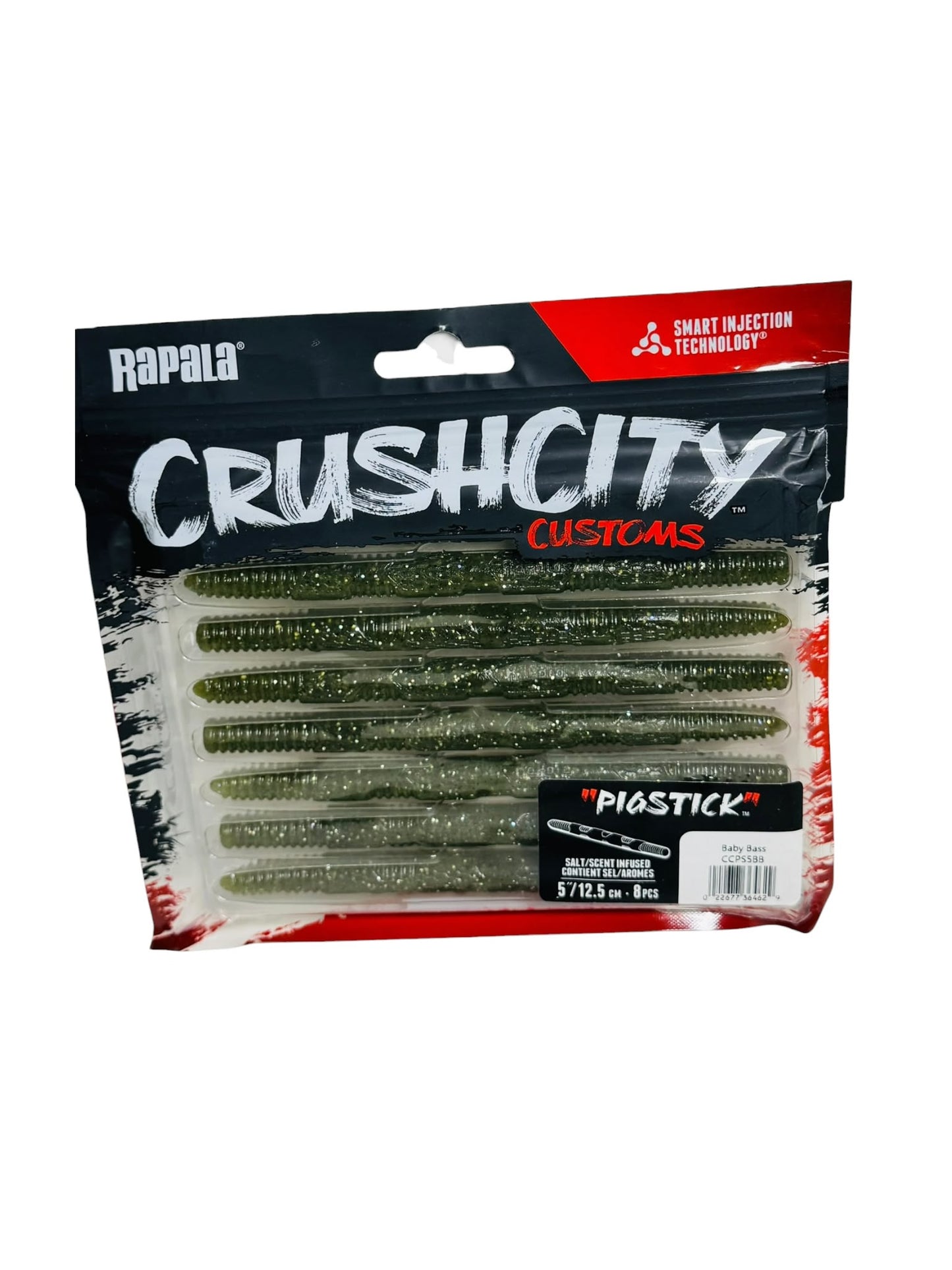 Rapala CrushCity Customs Pigstick soft plastic fishing lures in retail packaging