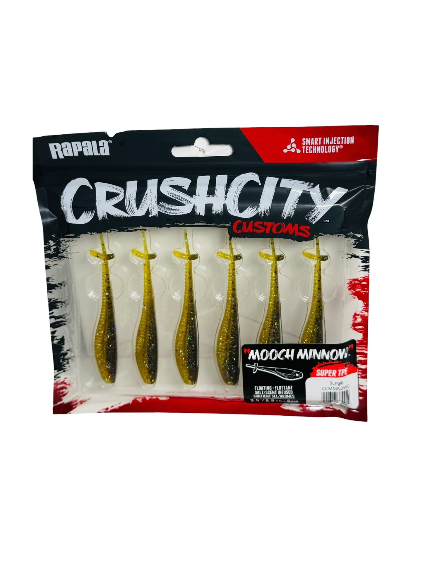 Package of Rapala CrushCity Mooch Minnow soft plastic fishing lures