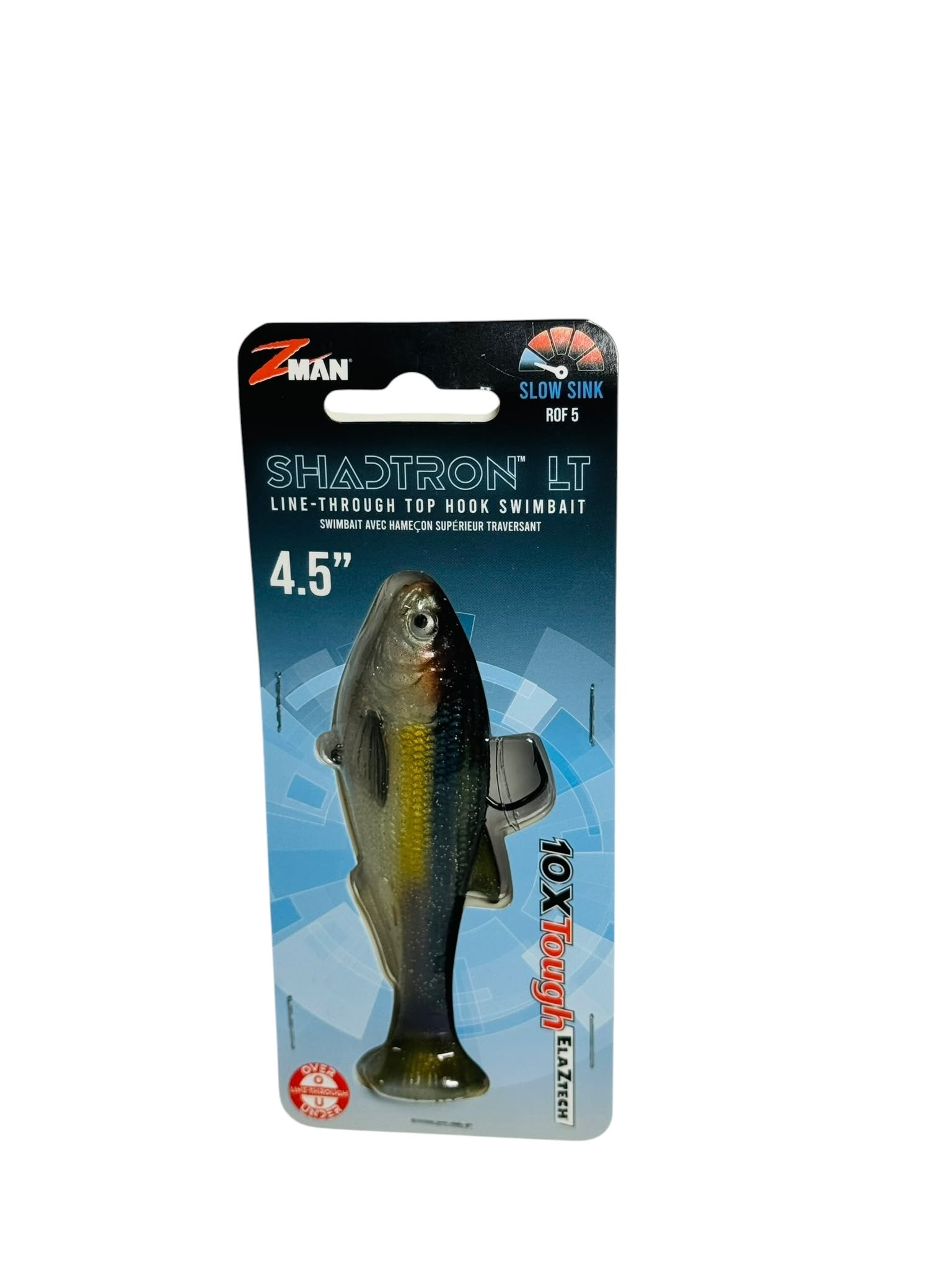 Shadtron LT Line-Through Top Hook Swimbait in retail packaging