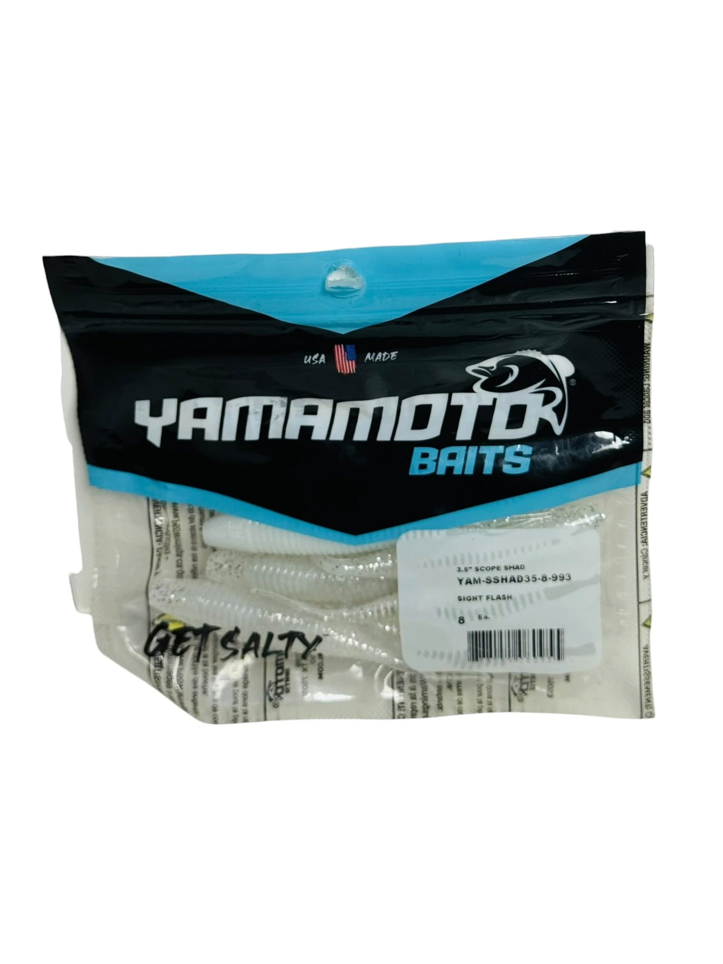 Yamamoto Baits 3.5 Inch Scope Shad soft plastic fishing lures retail packaging front view