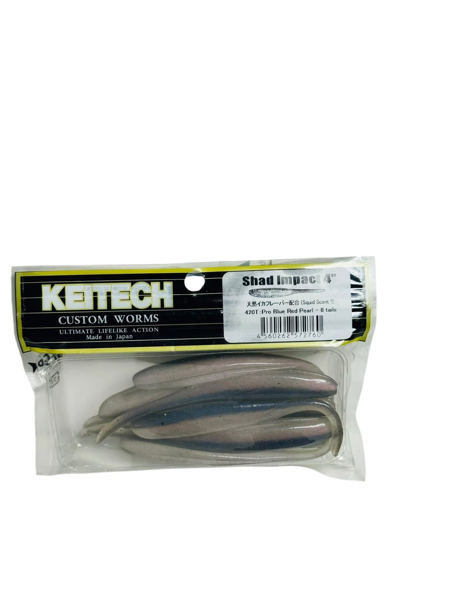 Pack of Keitech Shad Impact 4 inch Pro Blue Red Pearl soft plastic fishing lures