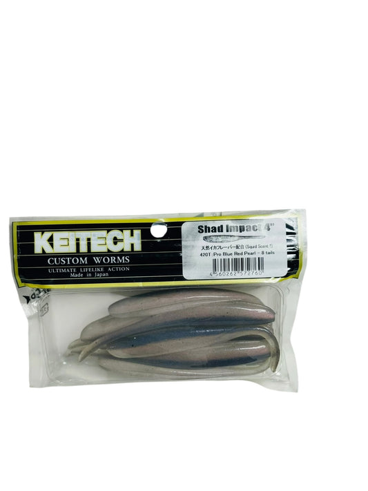 Pack of Keitech Shad Impact 4 inch Pro Blue Red Pearl soft plastic fishing lures