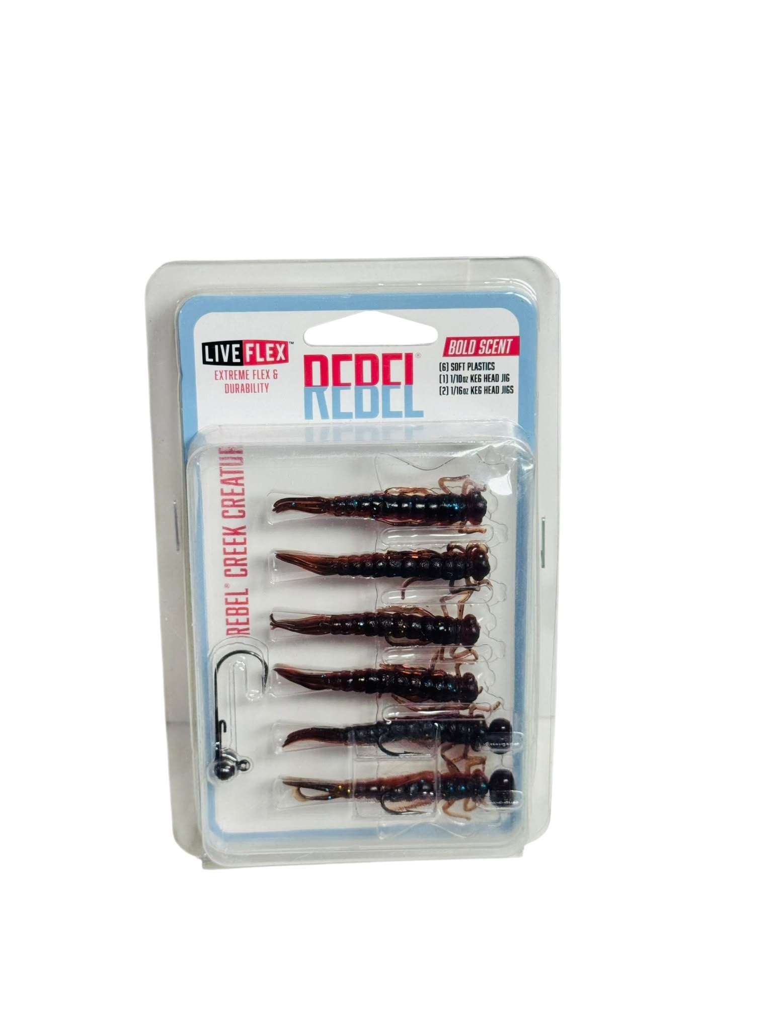 Rebel Creek Creature Fishing Lure Kit with soft plastic lures and jig heads