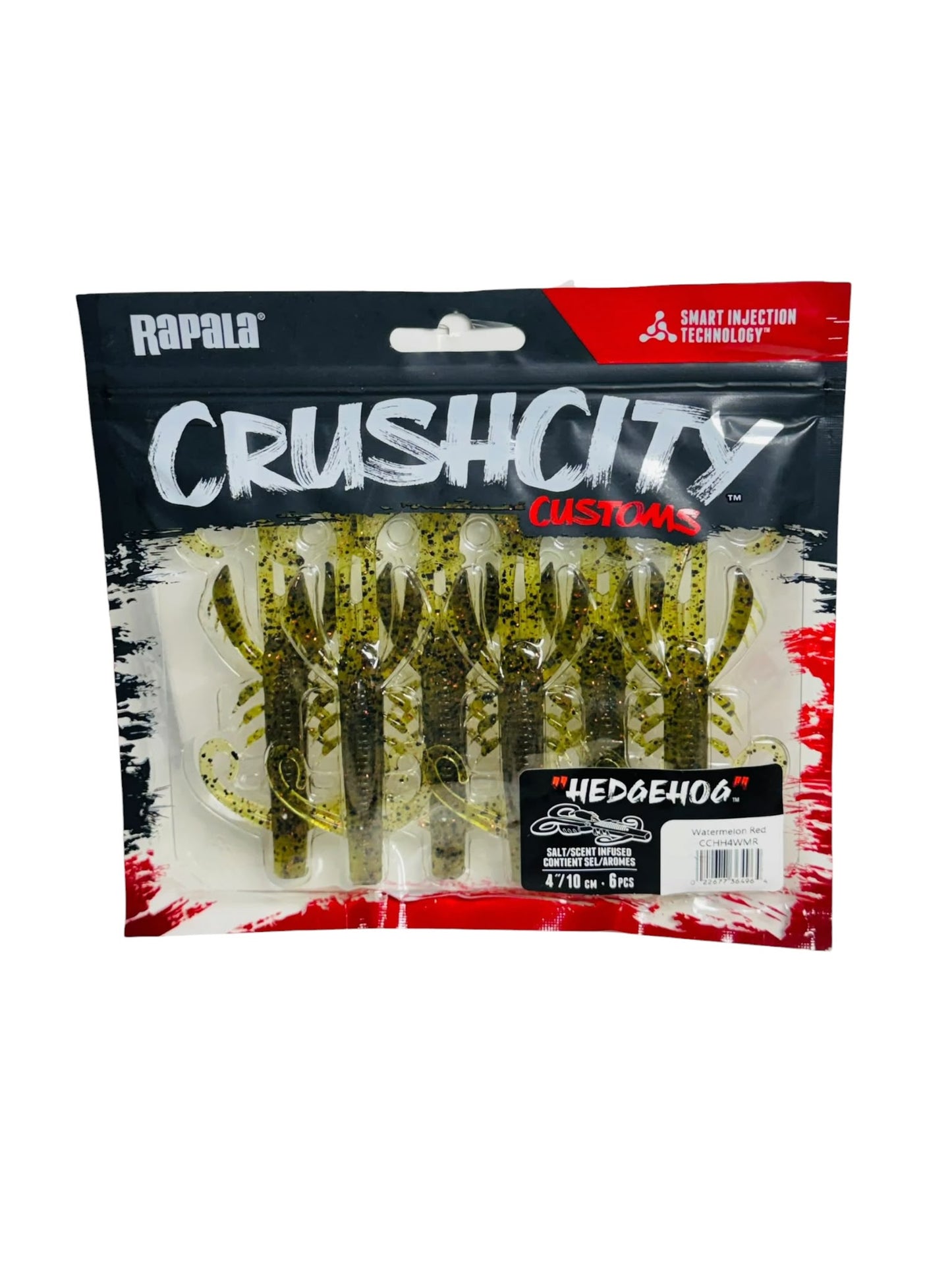 Rapala CrushCity Hedgehog soft fishing bait package in Watermelon Red color