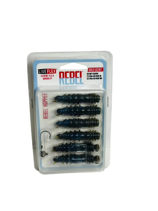 Rebel Live Flex Fishing Lure Set in blister packaging