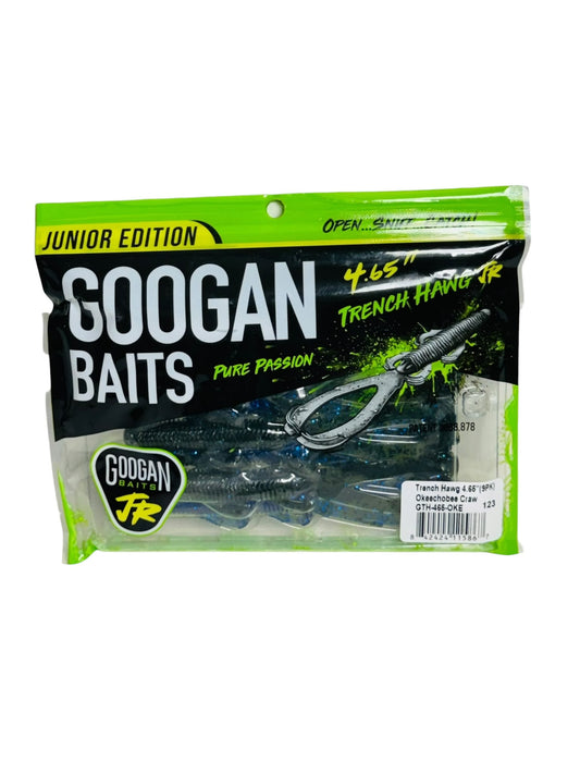Googan Baits Trench Hawg Junior Edition 4.65-inch soft plastic bait in Okeechobee Craw color, retail packaging front view