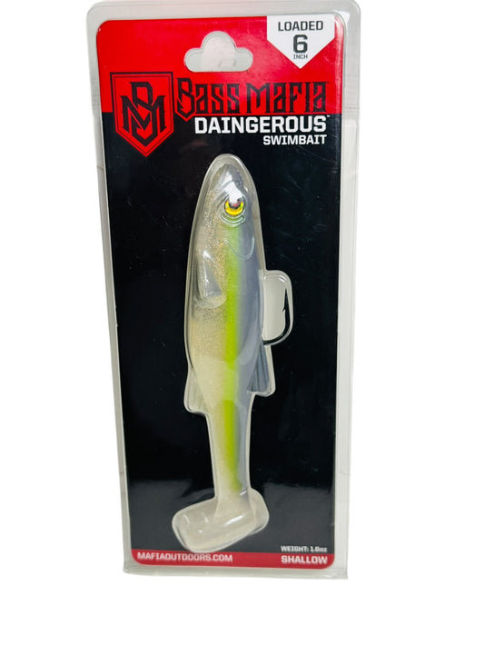 Bass Mafia Dangerous Swimbait fishing lure in retail packaging