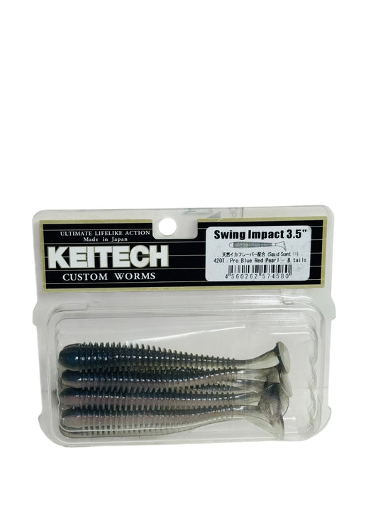Keitech Swing Impact 3.5 inch custom worms soft plastic baits in retail packaging
