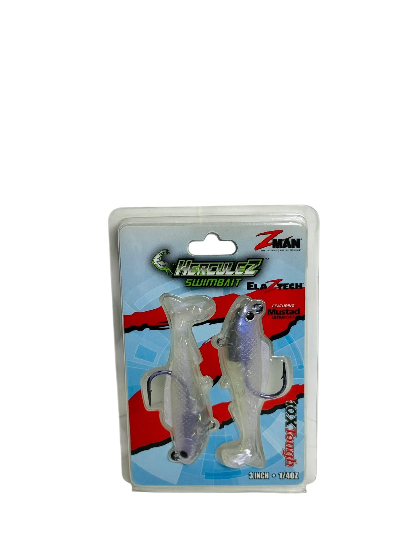 Packaging of Z-Man HerculeZ Swimbait fishing lures with two lures displayed.