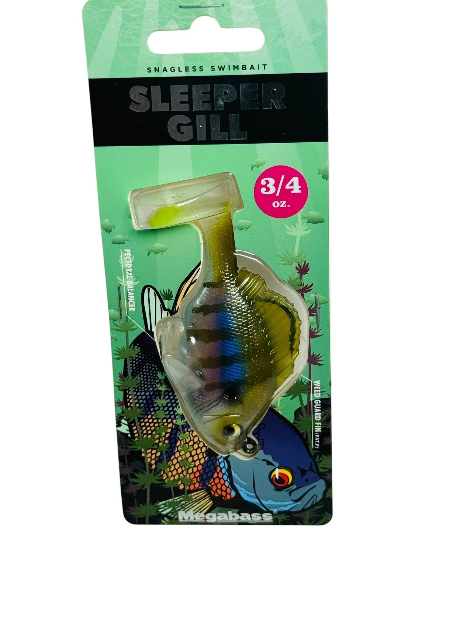 Megabass Sleeper Gill Snagless Swimbait packaged on card