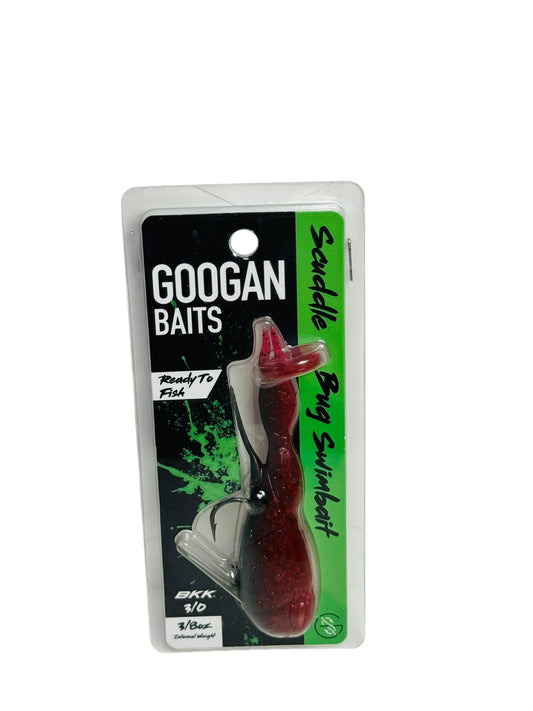 Googan Baits Scuddle Bug Swimbait package showing soft plastic fishing lure with hook