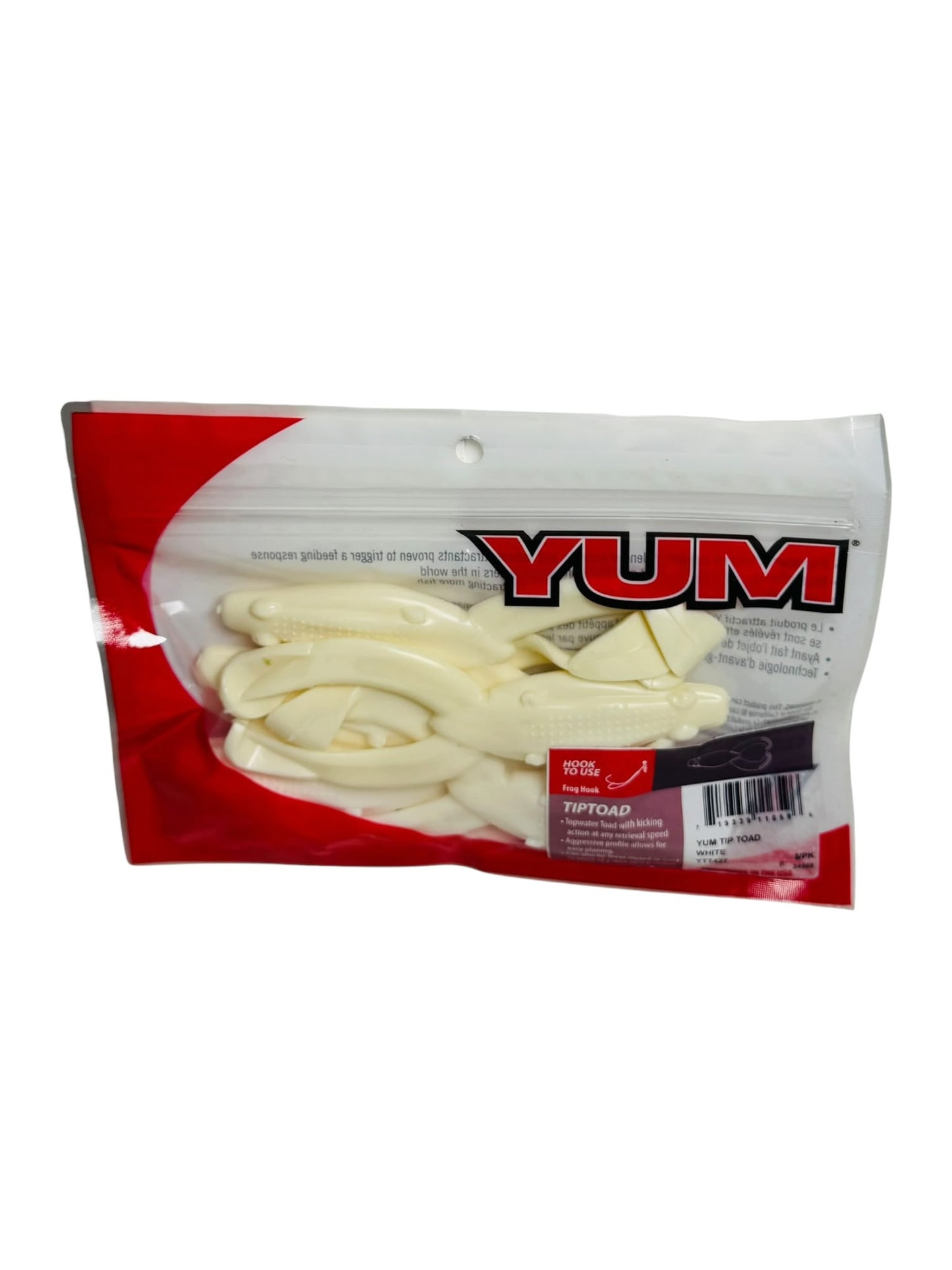 YUM Tip Toad soft plastic fishing lures in retail packaging