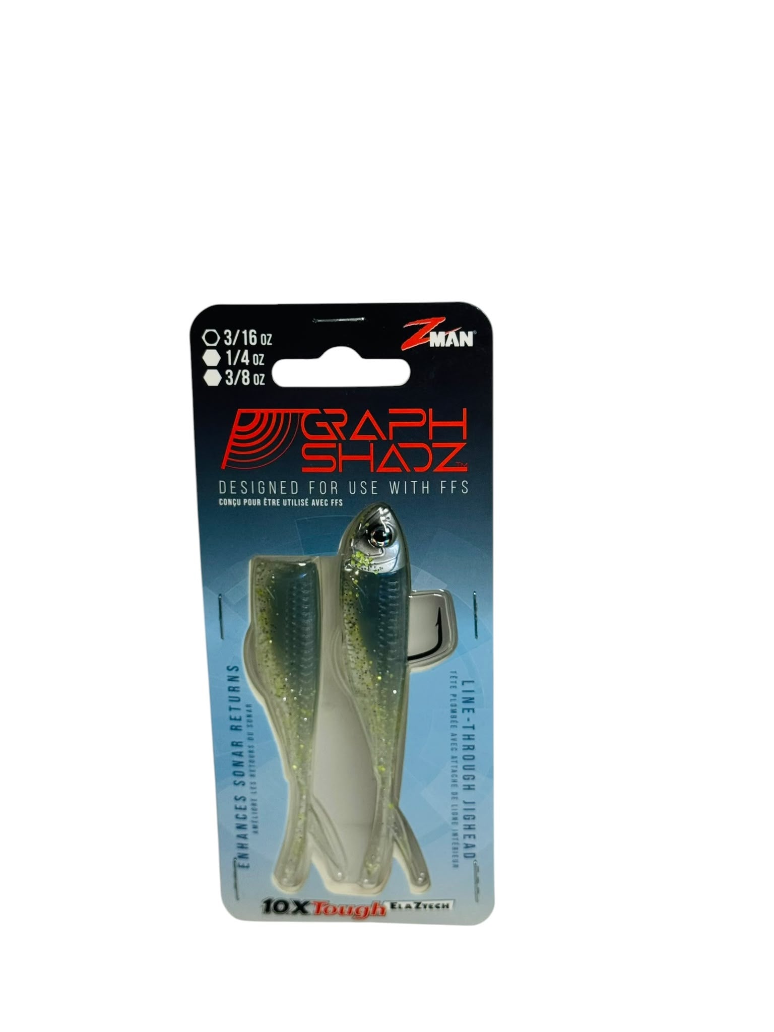 Z-Man Graph ShadZ soft fishing lures in retail packaging