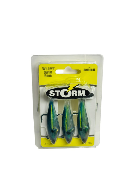Storm Wildeye Swim Shad fishing lures triple pack in retail packaging