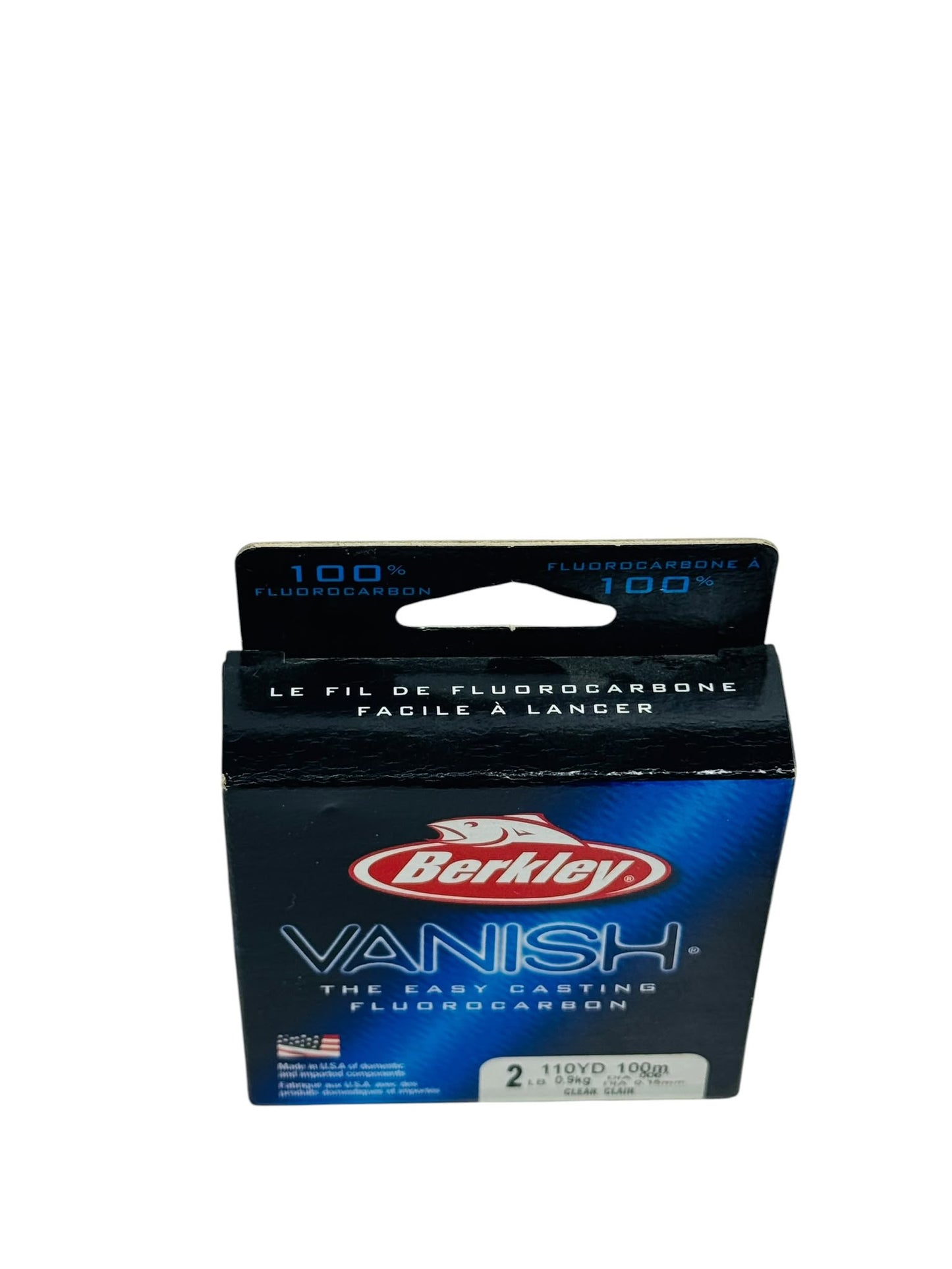 Front view of Berkley Vanish Fluorocarbon Fishing Line packaging