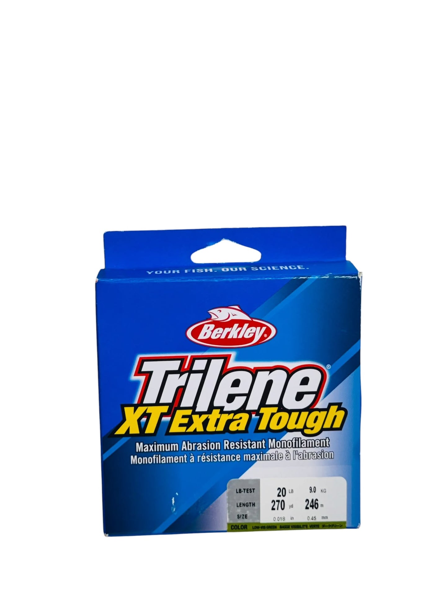 Berkley Trilene XT Extra Tough Monofilament fishing line in blue packaging