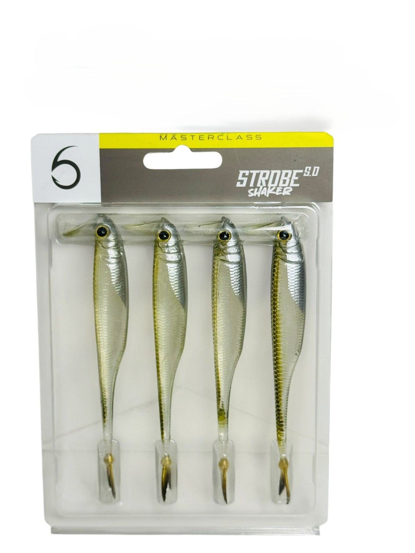 Strobe Shaker 5.0 soft fishing lure set with four lifelike bait lures in retail packaging