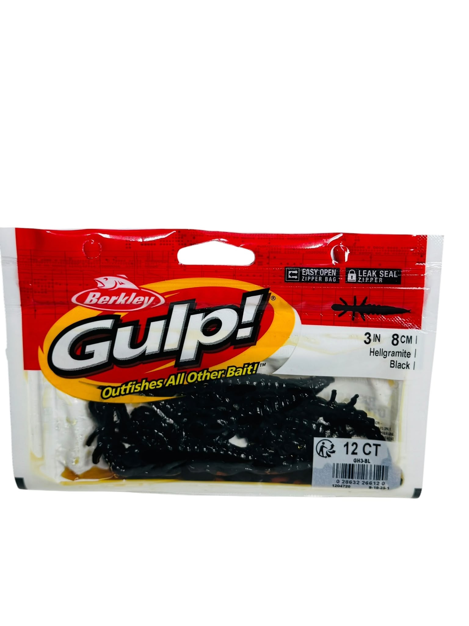 Berkley Gulp! Hellgramite soft bait black 12 pack in retail package