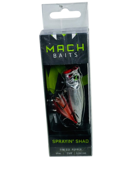 Mach Baits Sprayin' Shad Finesse Popper fishing lure in retail packaging